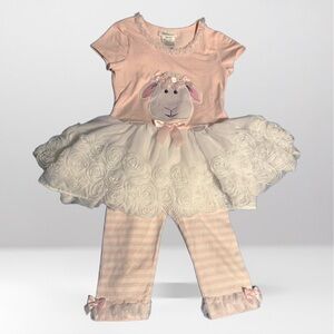Bonnie Jean Lamb Easter Holiday Ruffled Capri Outfit Size 6
